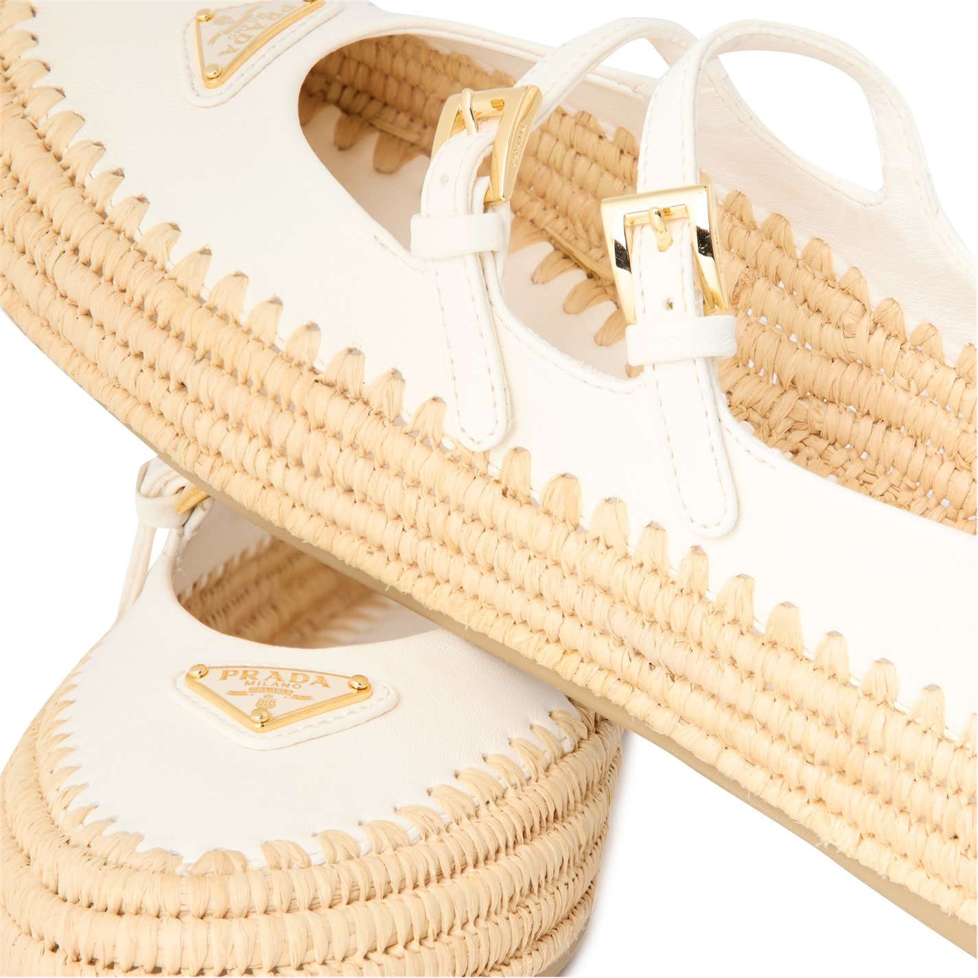 PRADA | Prada Nappa leather and raffia ballerinas | Women | Ballet ...
