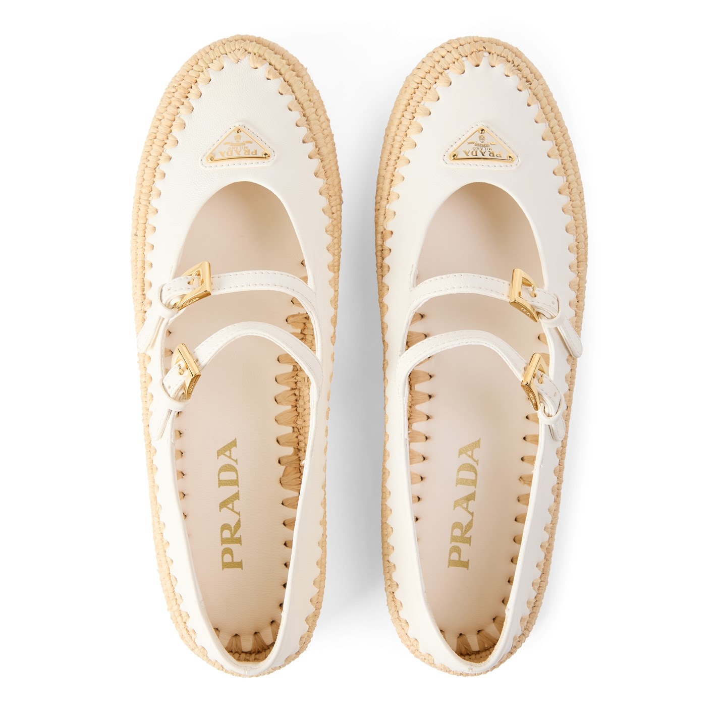 PRADA | Prada Nappa leather and raffia ballerinas | Women | Ballet ...