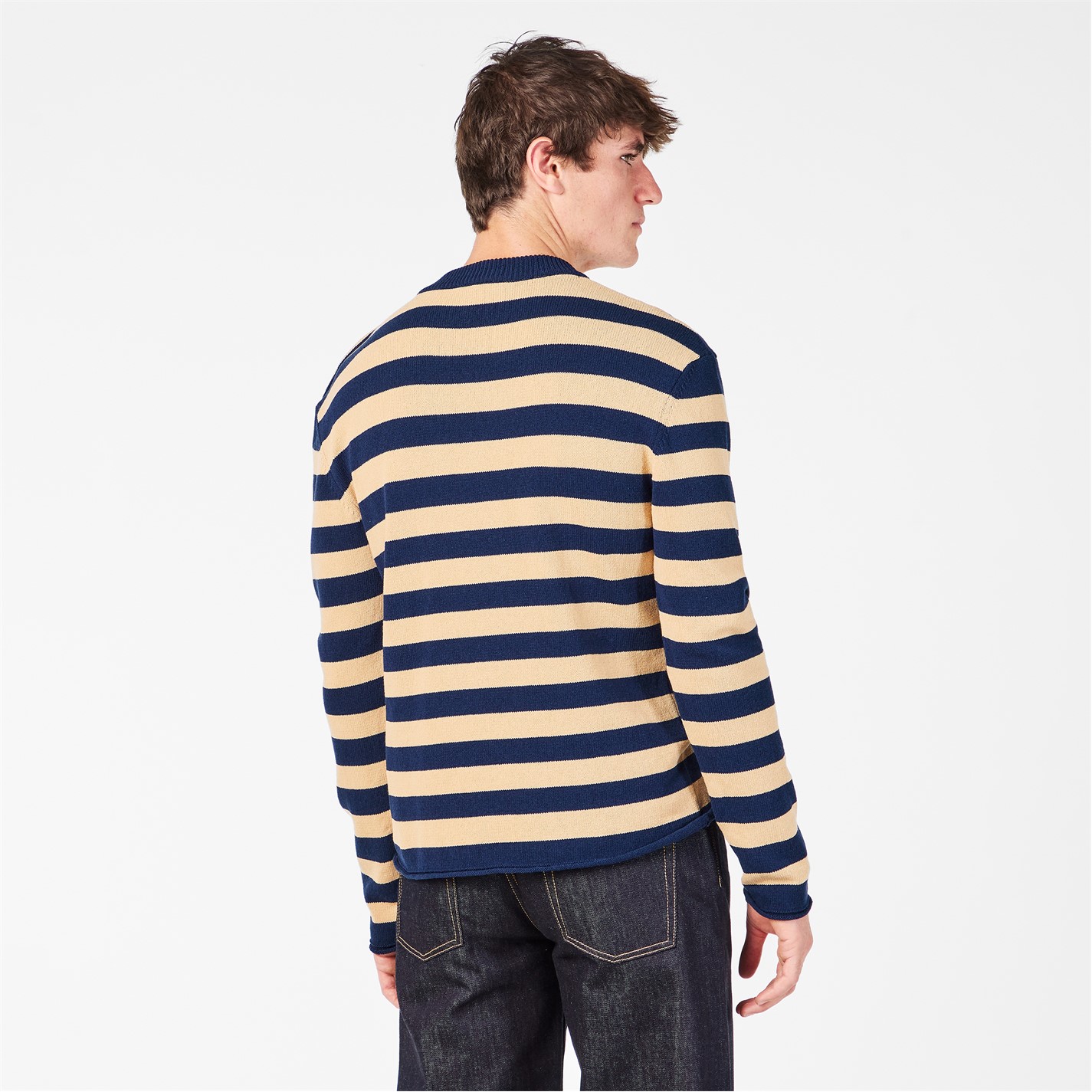 Pull Balmain AW22 En Laine Vierge Mélangée - Motif Rayé Logo - Taille M - Prototype Showroom Sans étiquette