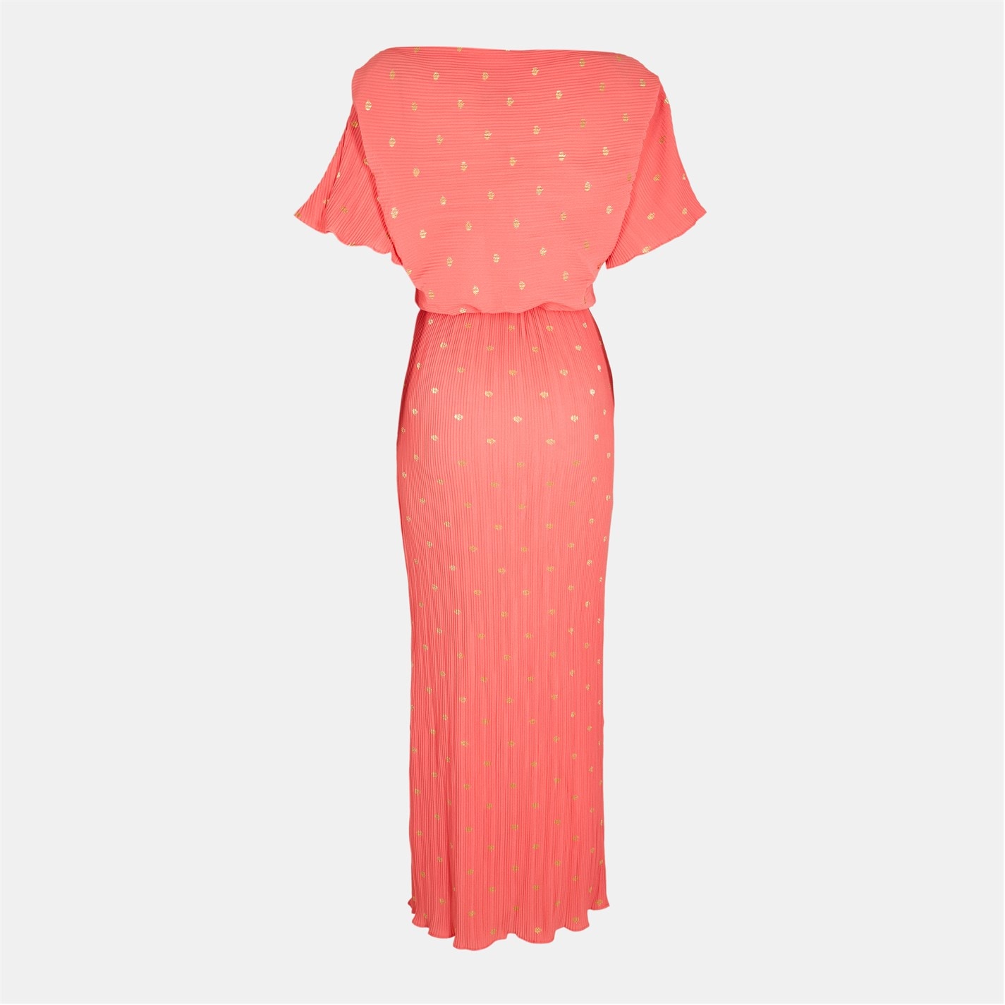 strapless open back dress Reagan Coral Pleated Printed Dress  Raspberry Red