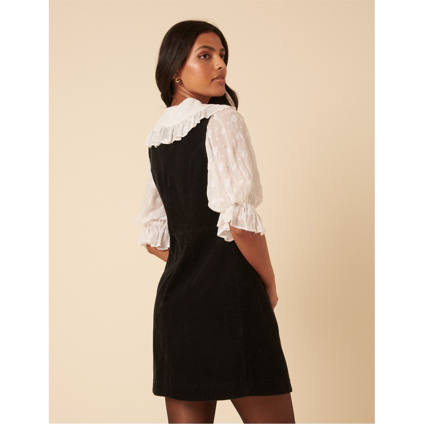 silk mini black dress Iris Button Up Pinafore Mini Dress | Disturbia