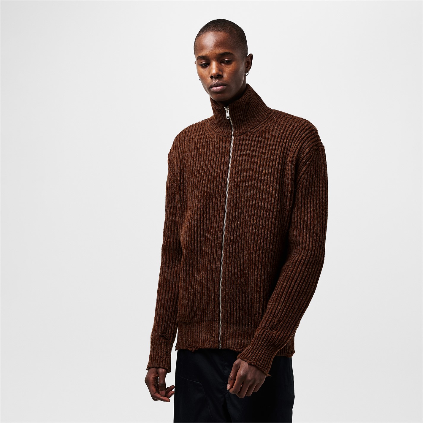 MM6 MAISON MARGIELA | Men's Zip-Through Knitted Cardigan | Men