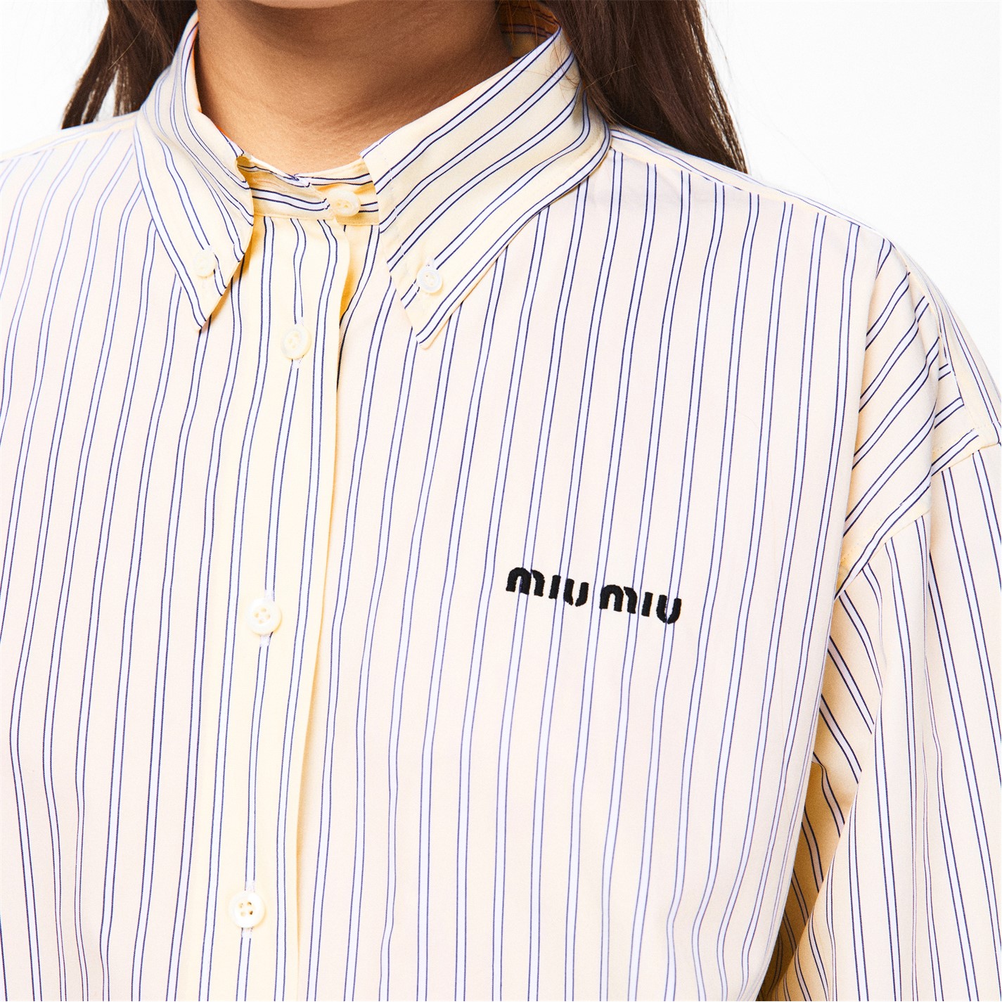 MIU MIU | Womens Striped Poplin Shirt | Women | Crema | Flannels 