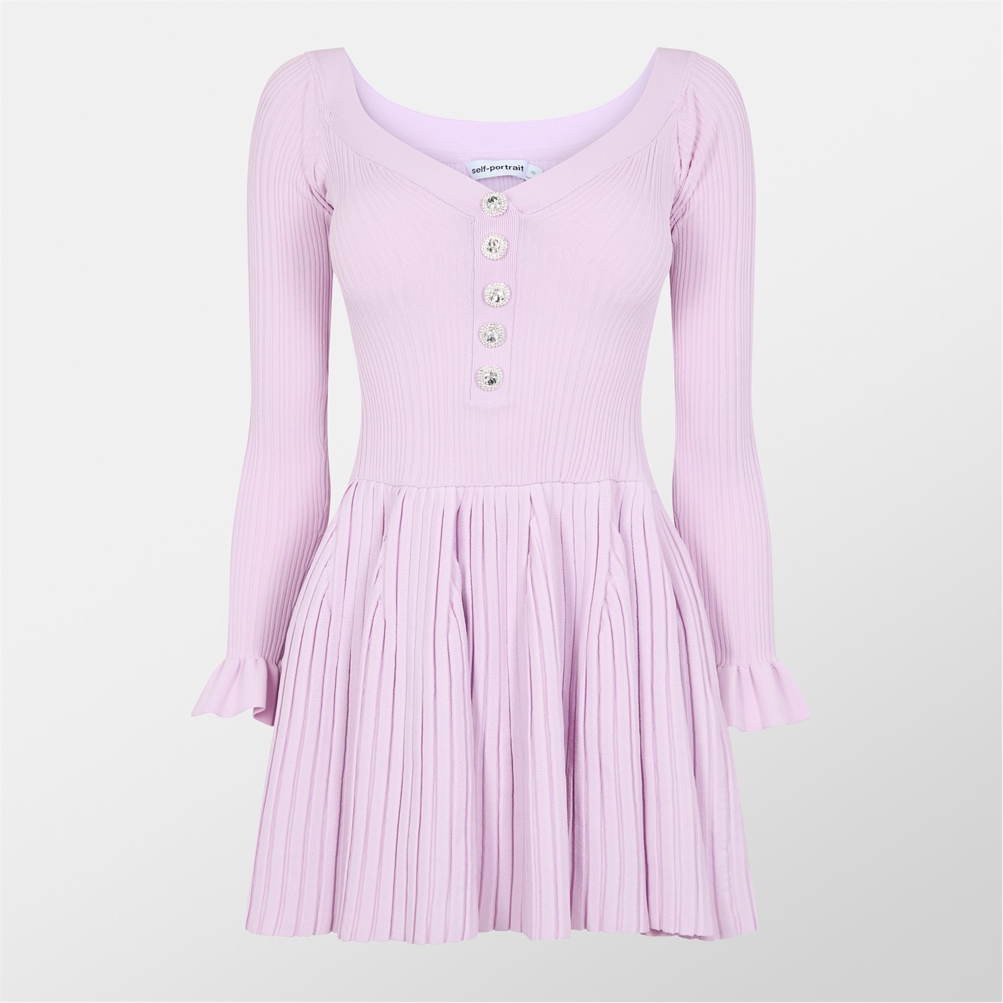 self portrait pink knit mini dress | | Women | Pink pointelle knit
