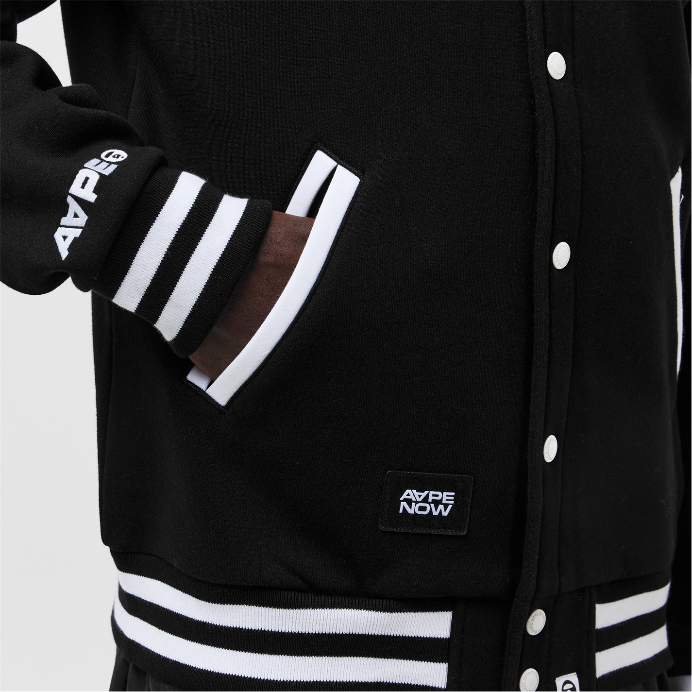 AAPE | Men's Now Varsity Jacket | Men | Black | Flannels Fashion