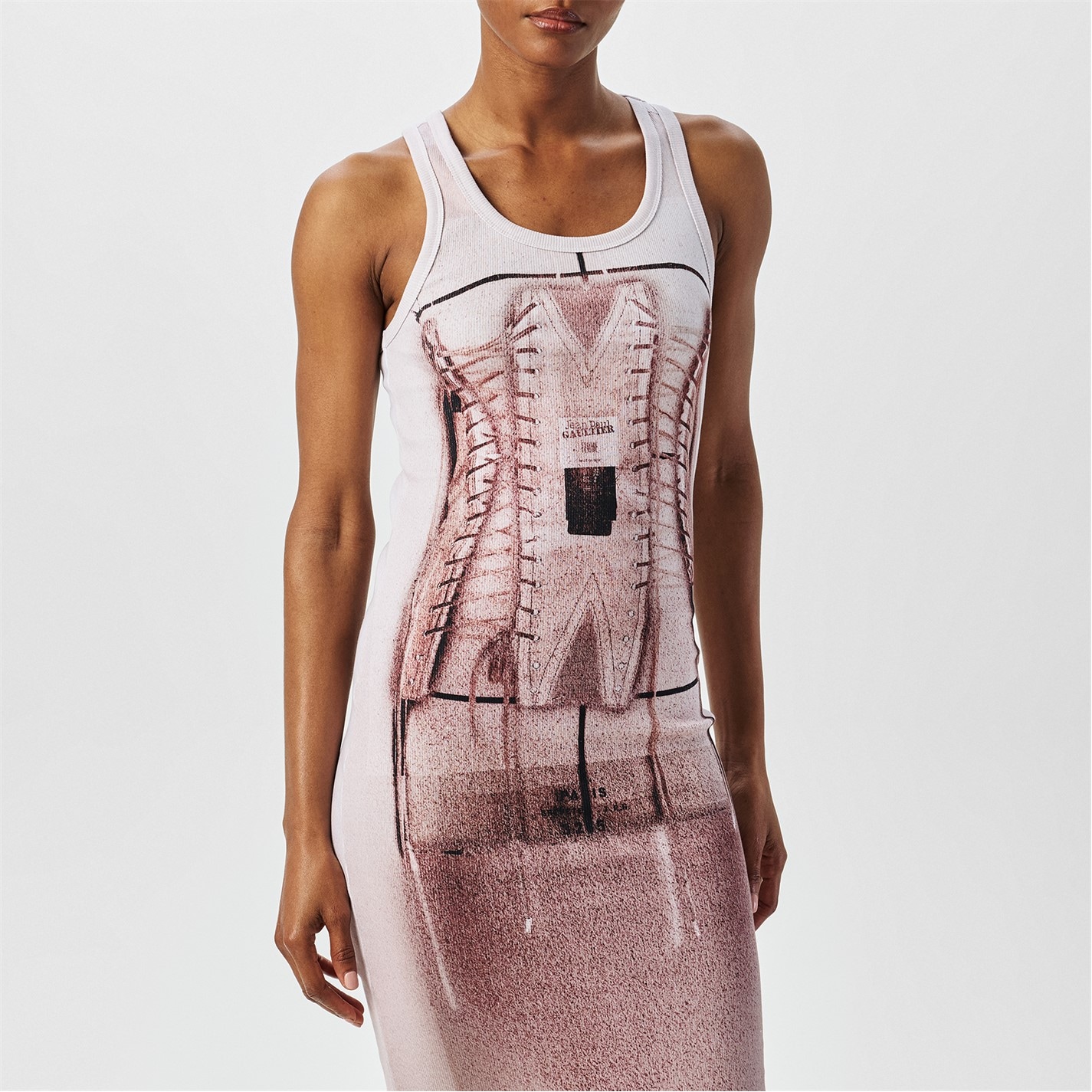 strapless open back dress Jean Paul Gaultier Ruched Floral Mesh Dress main image 0