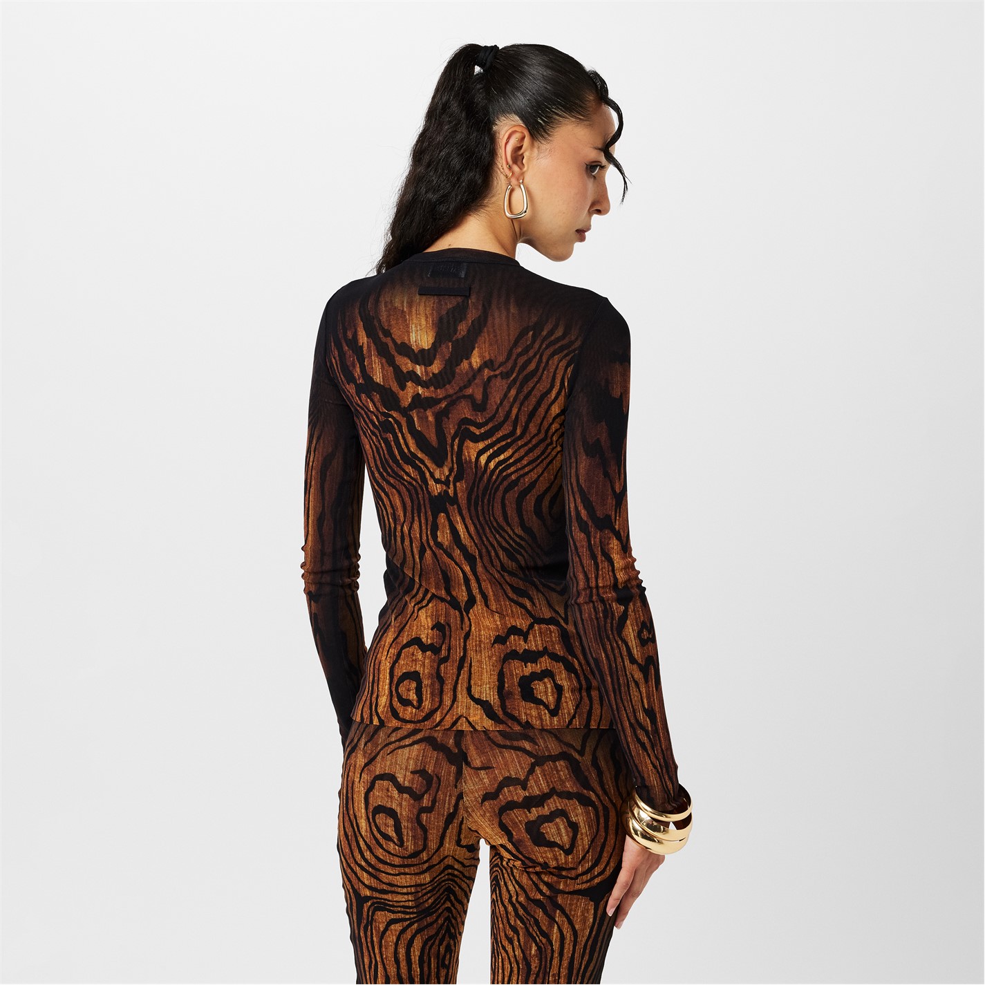 JEAN PAUL GAULTIER | Women's Mesh Printed Long Sleeve Crop Top