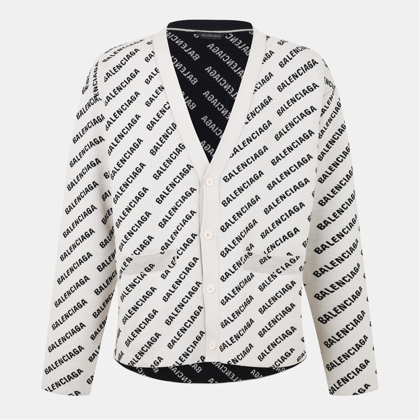 BALENCIAGA | Mini Allover Logo Cardigan | Men | Chalky Wht/Blk 