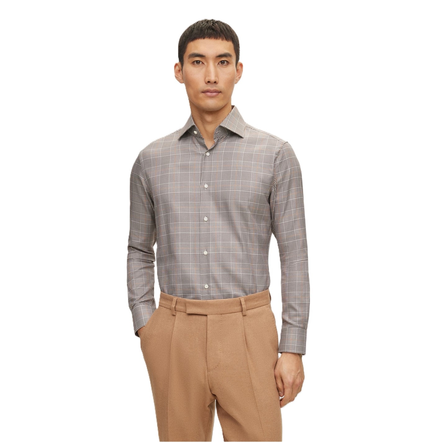 El General  -  Casual Long-Sleeve Shirt  - Beige/Red 44711