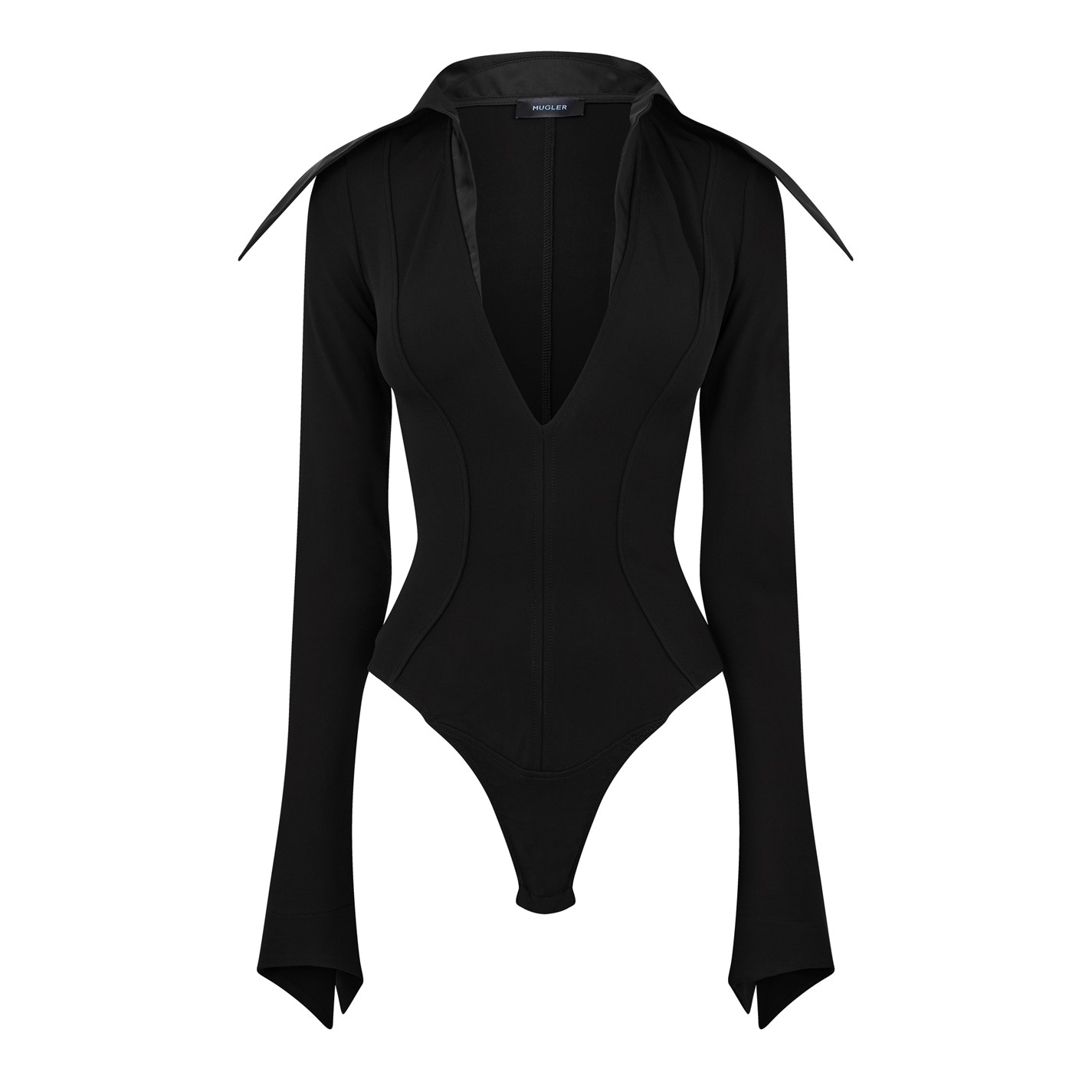 MUGLER | Spiky Collar Bodysuit | Women | Black/Black | Flannels