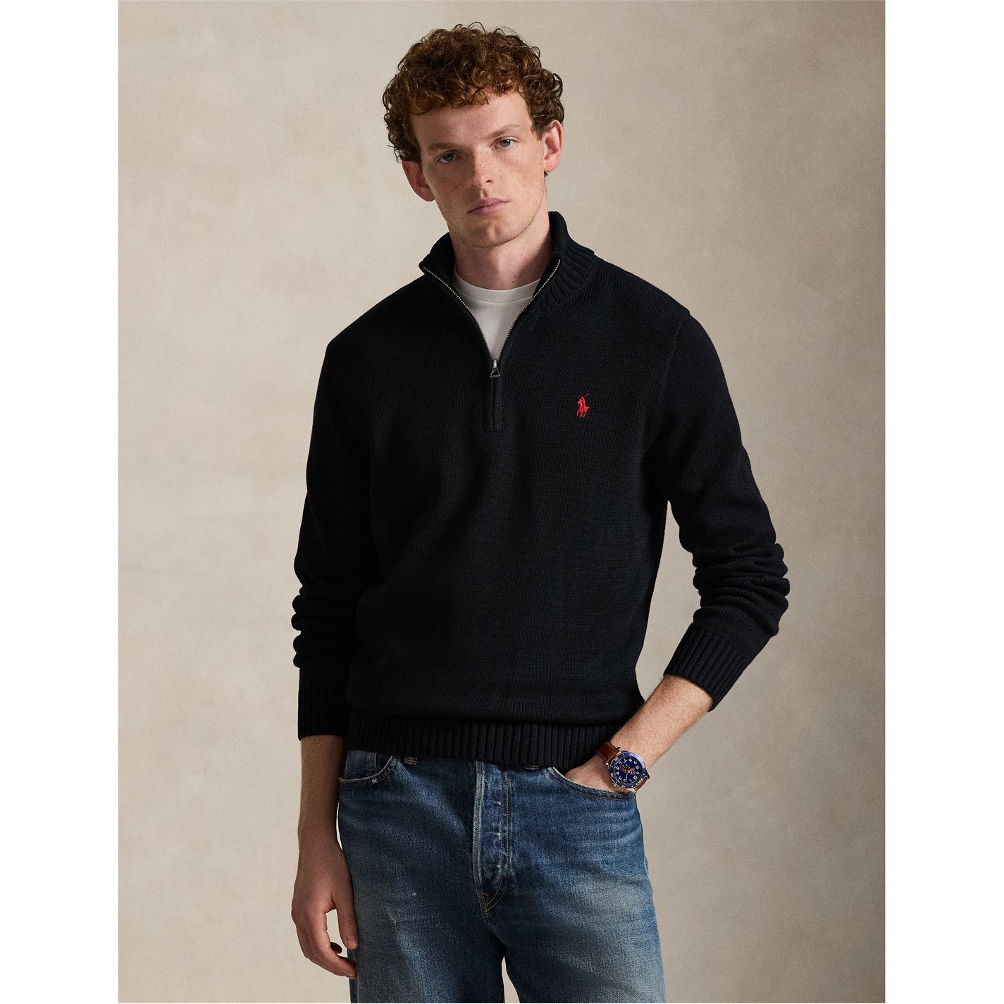 Polo Ralph Lauren | Mesh-Knit Cotton Quarter-Zip Jumper | Men