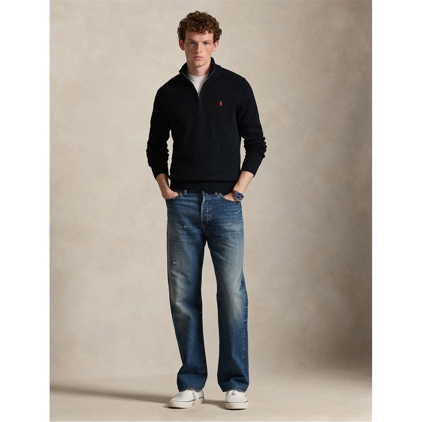 Polo Ralph Lauren | Mesh-Knit Cotton Quarter-Zip Jumper | Men