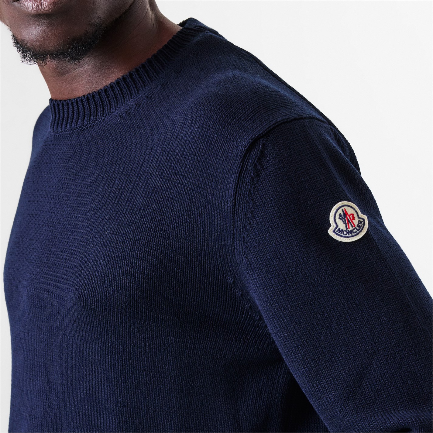 MONCLER | Crew Knit Cashmere Jumper | Men | Navy 779 | Flannels