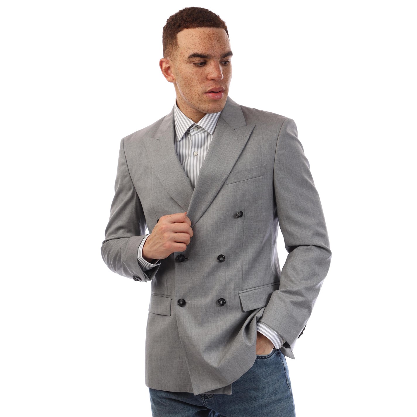 Boss | Men's Hutson Double Breasted Formal Jacket | Men | Medium Grey ...