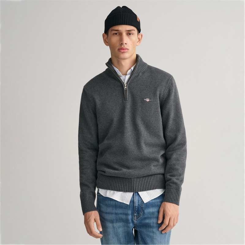 GANT Uomo Pullover Casual In Puro Cotone – Mezza Zip – Modello Troyer Classic – Vestibilità Regolare