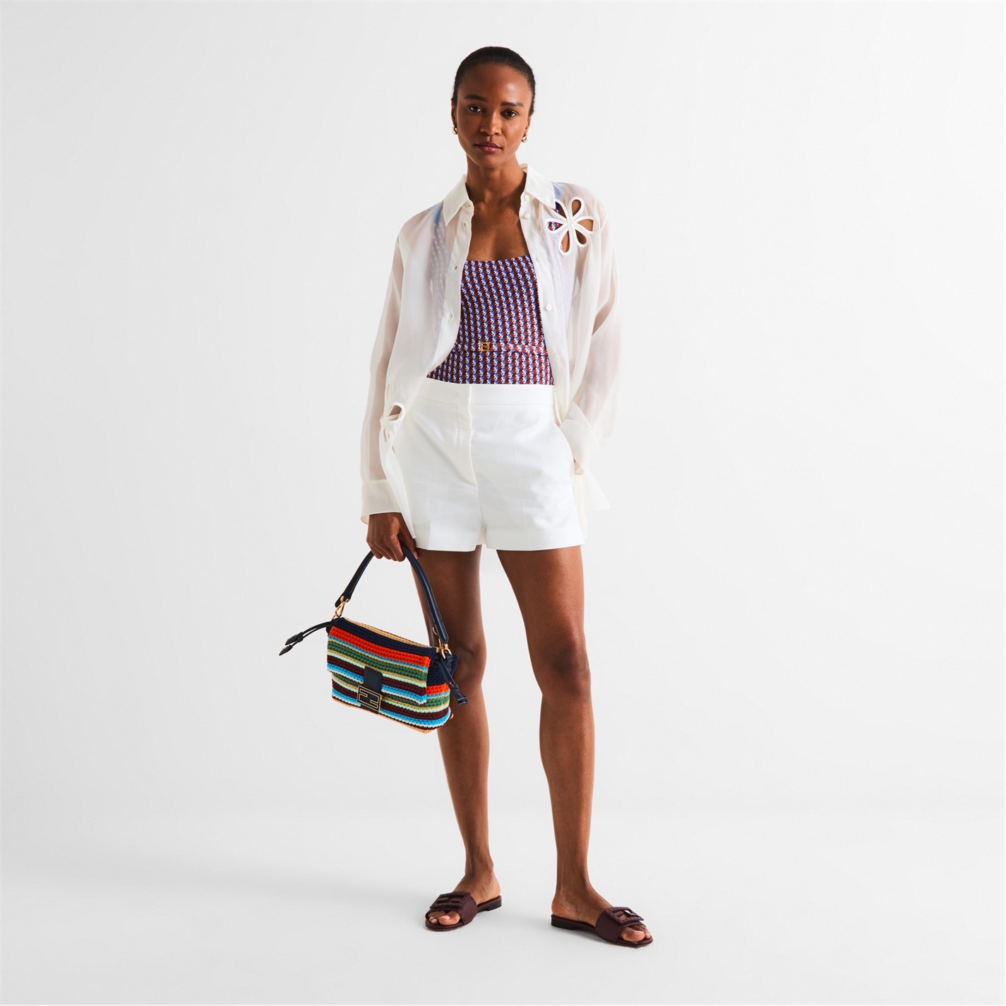 FENDI | Women's Micro Scoop Neck Swimsuit | Women | Azzurro Multi