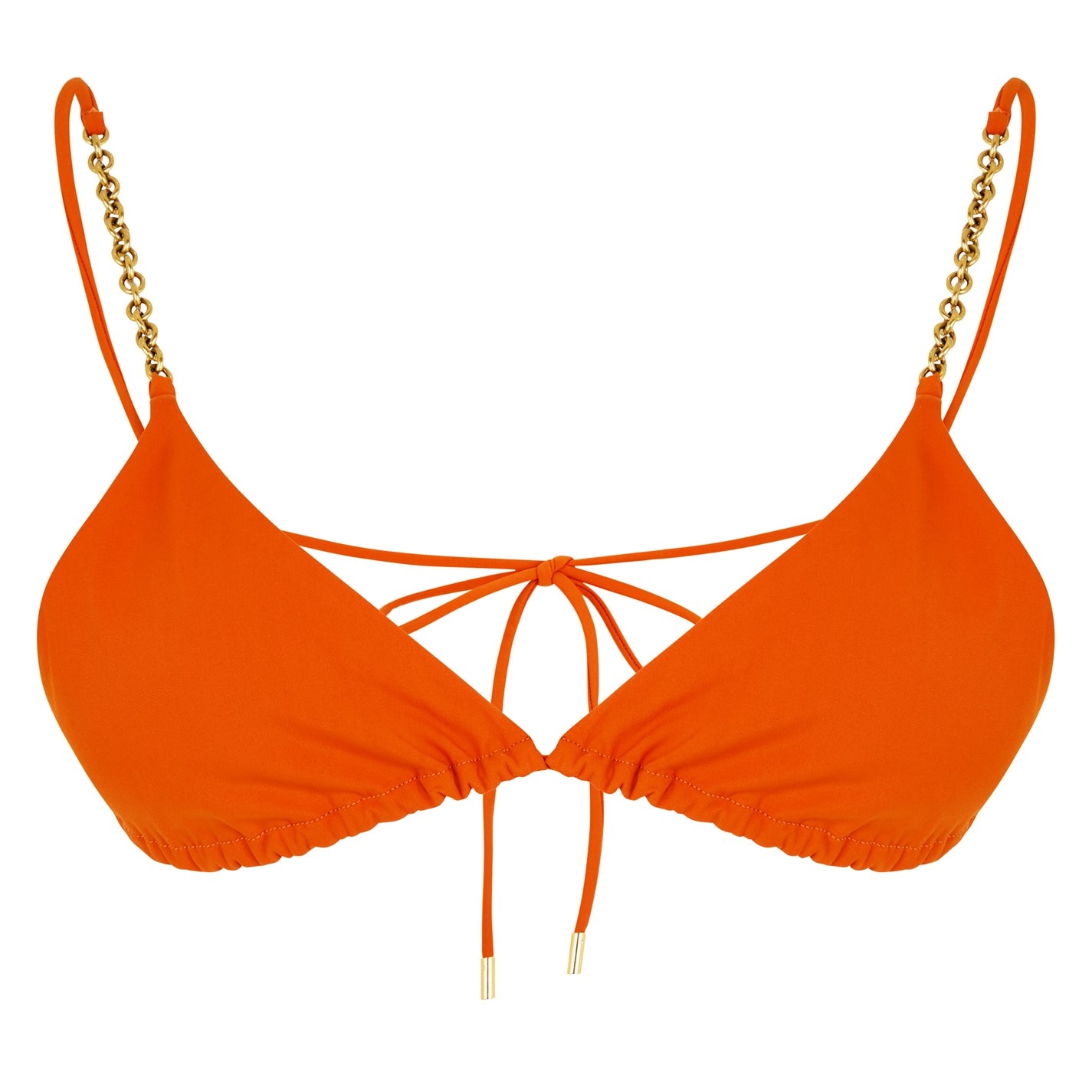 SAINT LAURENT Chain Triangle Bikini Top Women Orange Flannels