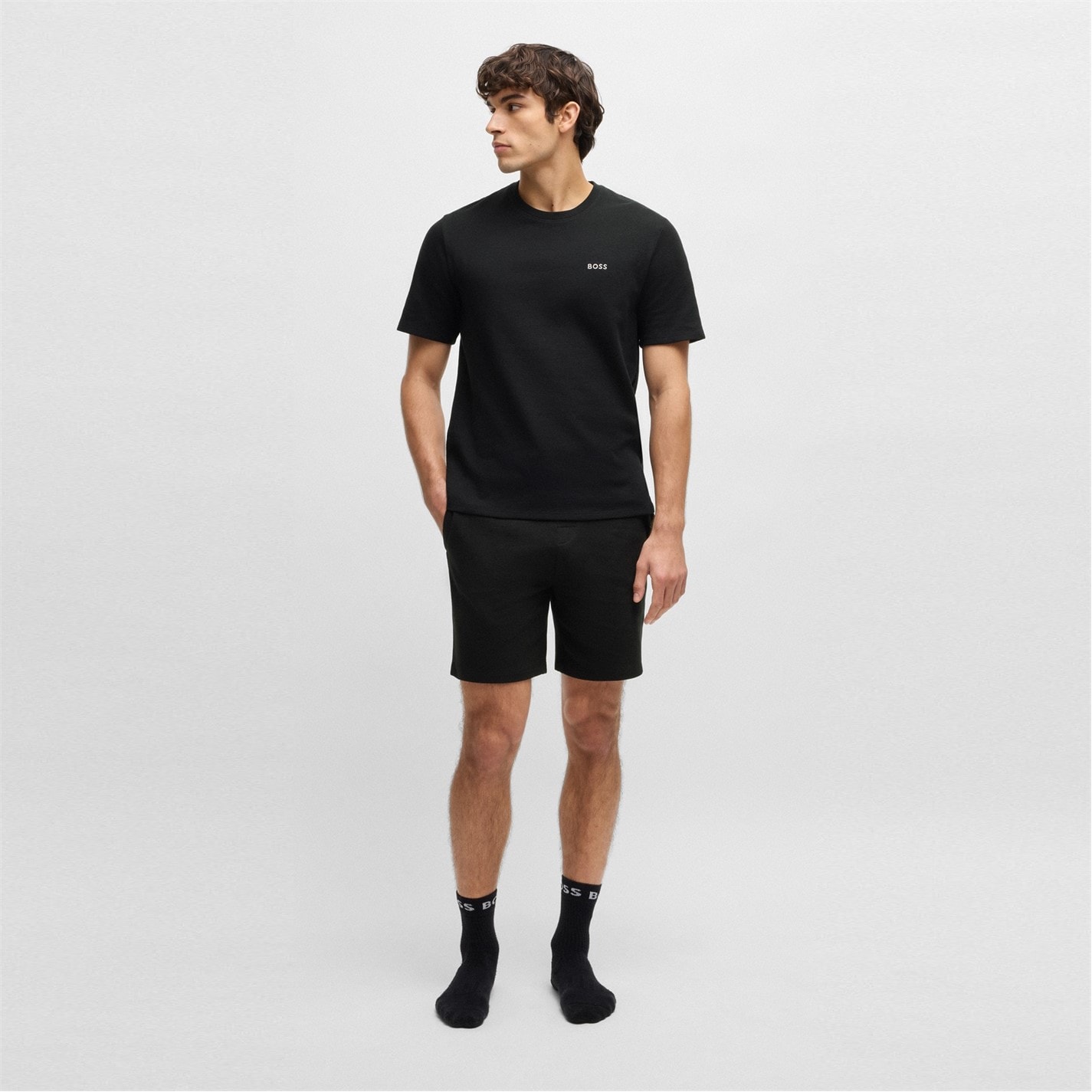 BOSS - Waffle-structured pyjama T-shirt in a cotton blend - Grey