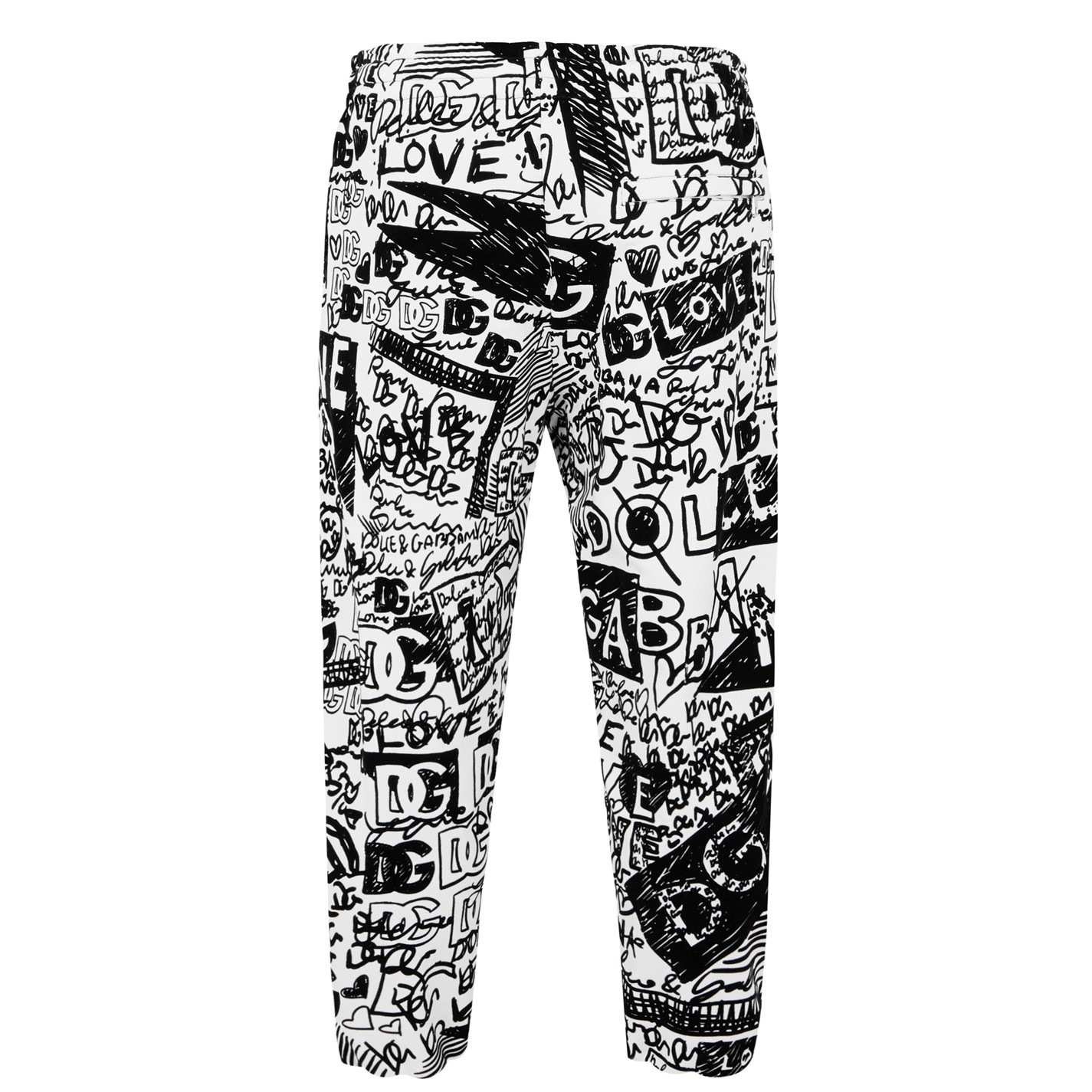 DOLCE AND GABBANA | Graphic Print Track Pants | Men | Wht/Blk