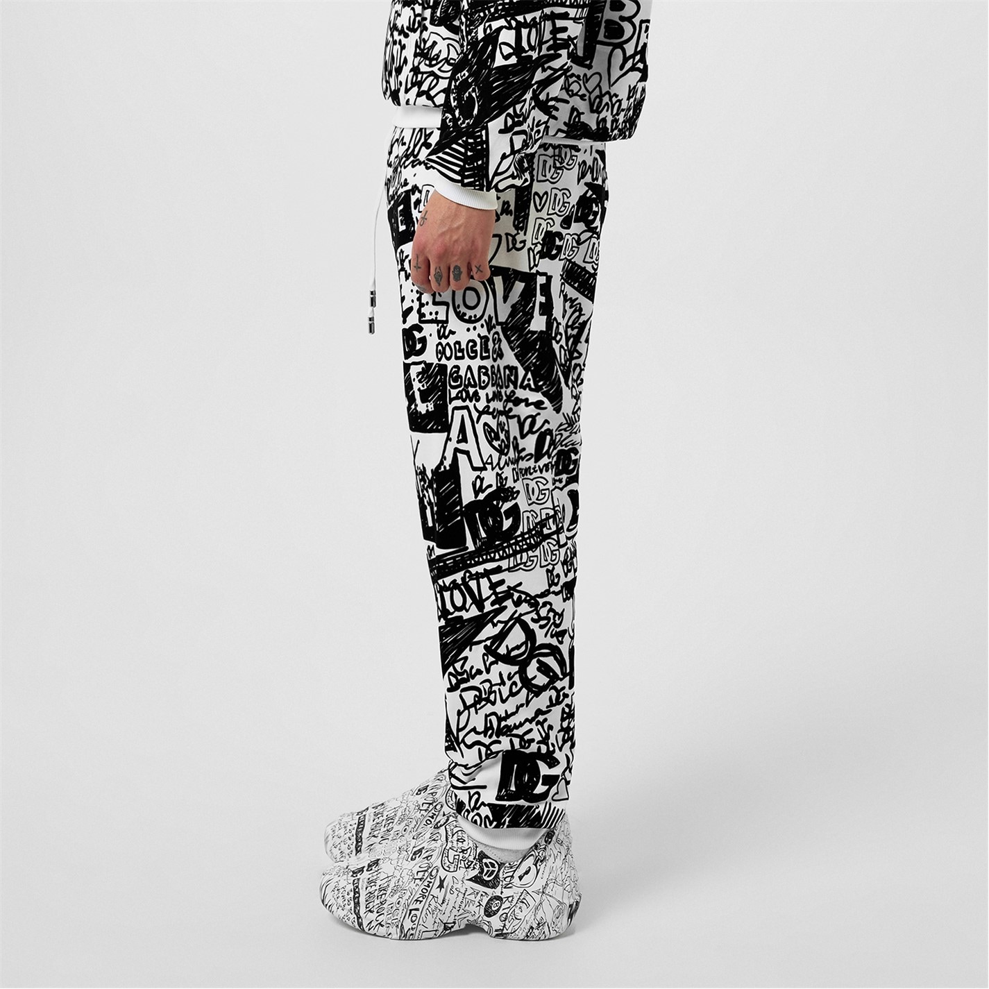 DOLCE AND GABBANA | Graphic Print Track Pants | Men | Wht/Blk