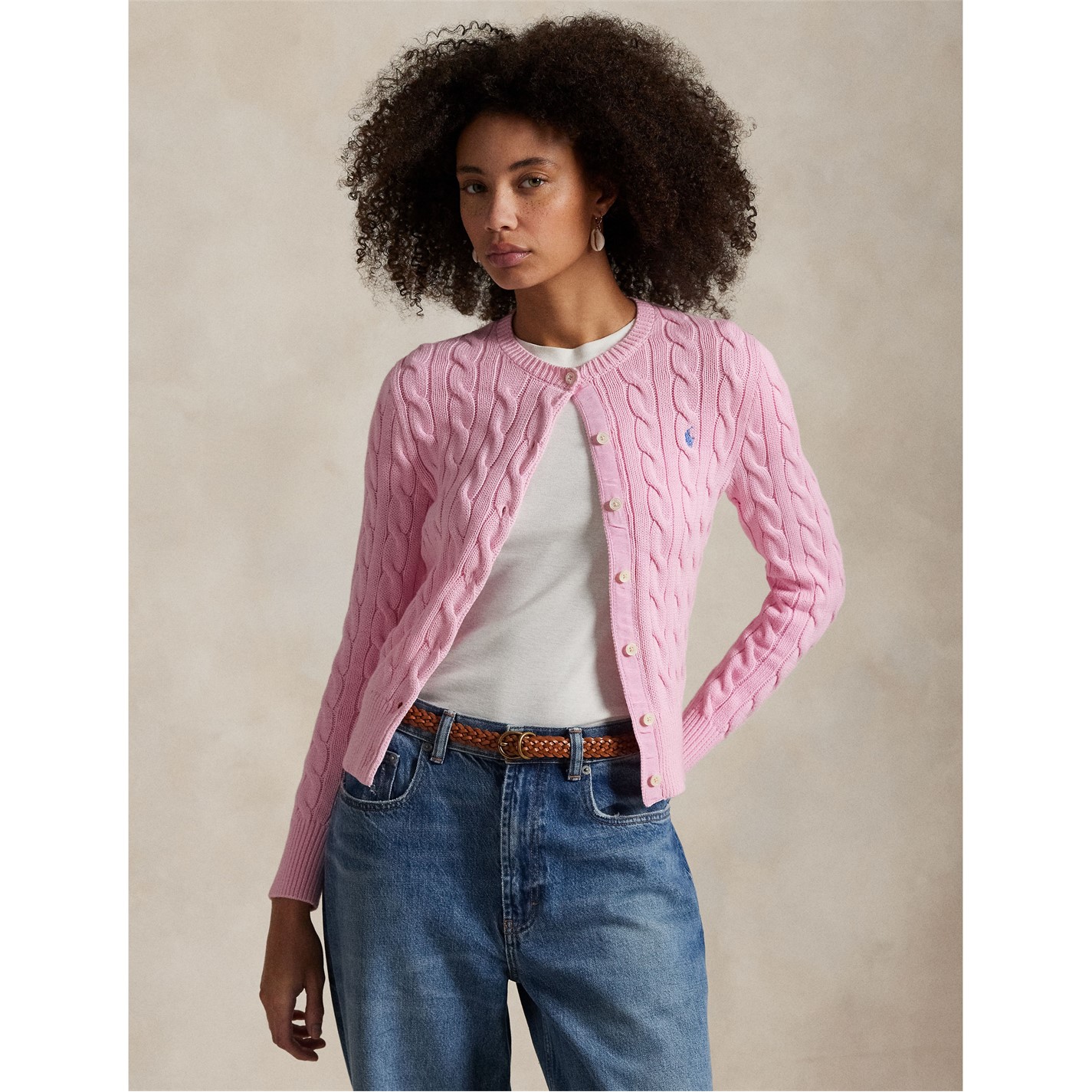 POLO RALPH LAUREN | Stretch Cotton Crewneck Cardigan | Women