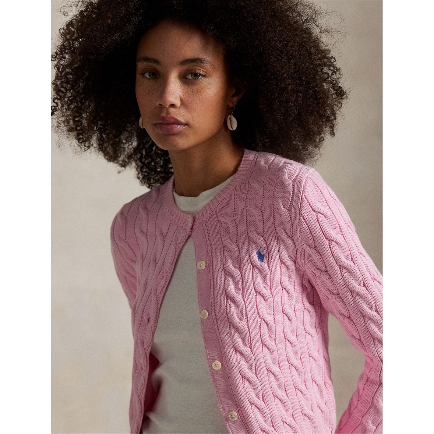 POLO RALPH LAUREN | Stretch Cotton Crewneck Cardigan | Women