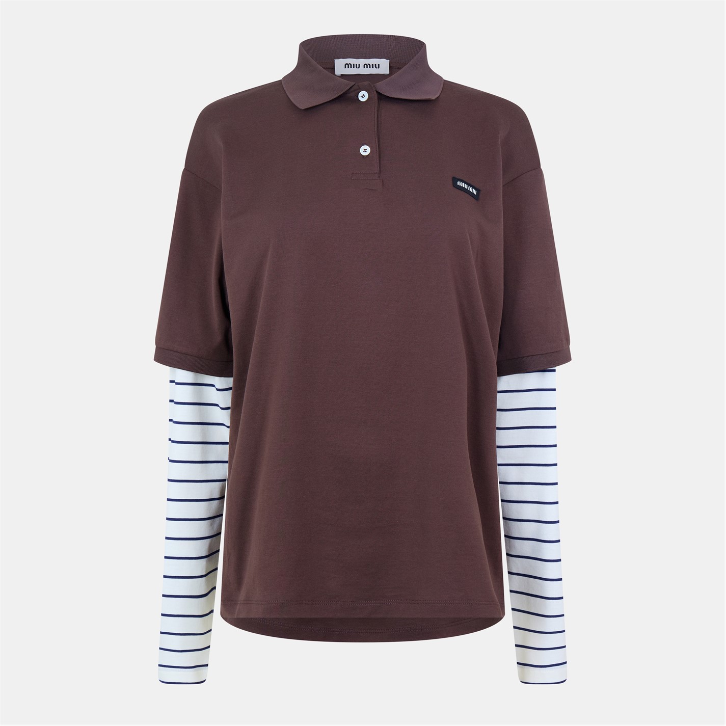MIU MIU | Women's Long-Sleeve Polos | Women | Cacao+Blu | Flannels