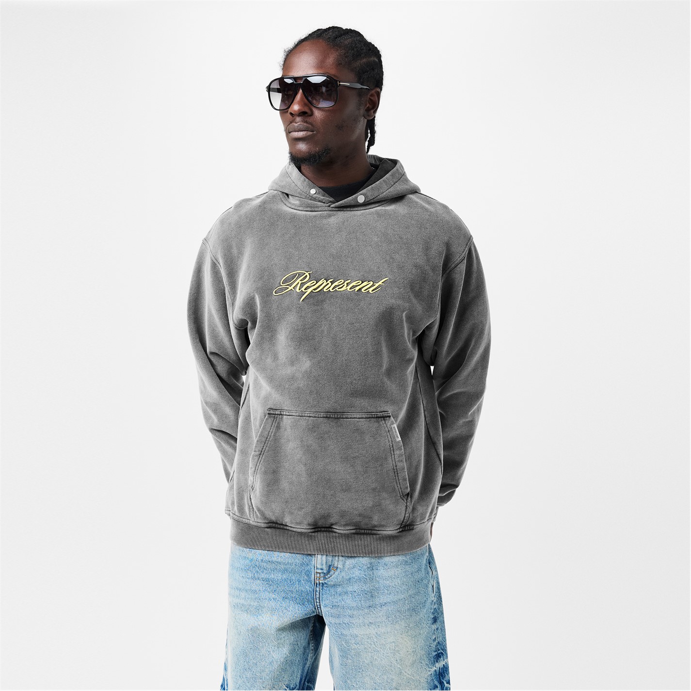 REPRESENT | Men's Script Cotton Long Sleeve Over the Head Hoodie | Men ...