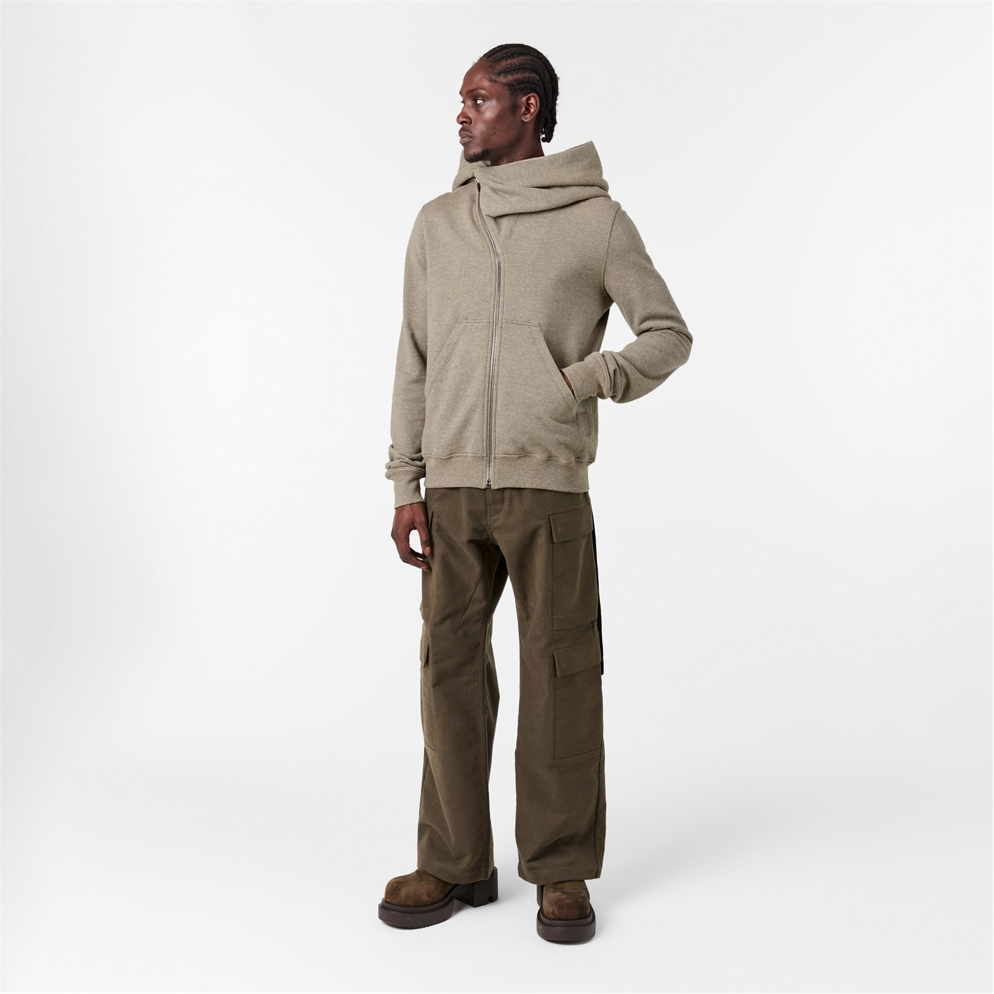 RICK OWENS DRKSHDW | Men's Zip Hoodie | Men | Grey 178 | Flannels