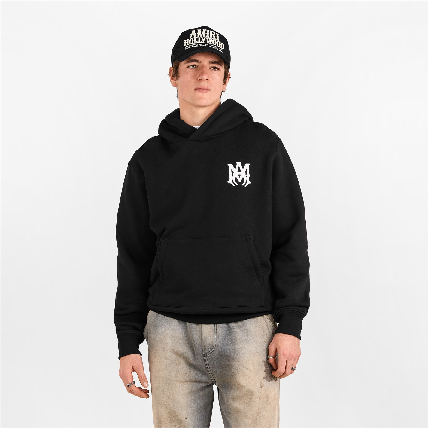 AMIRI | Men's MA Logo Pull Over Hoodie | Men | Black | Flannels