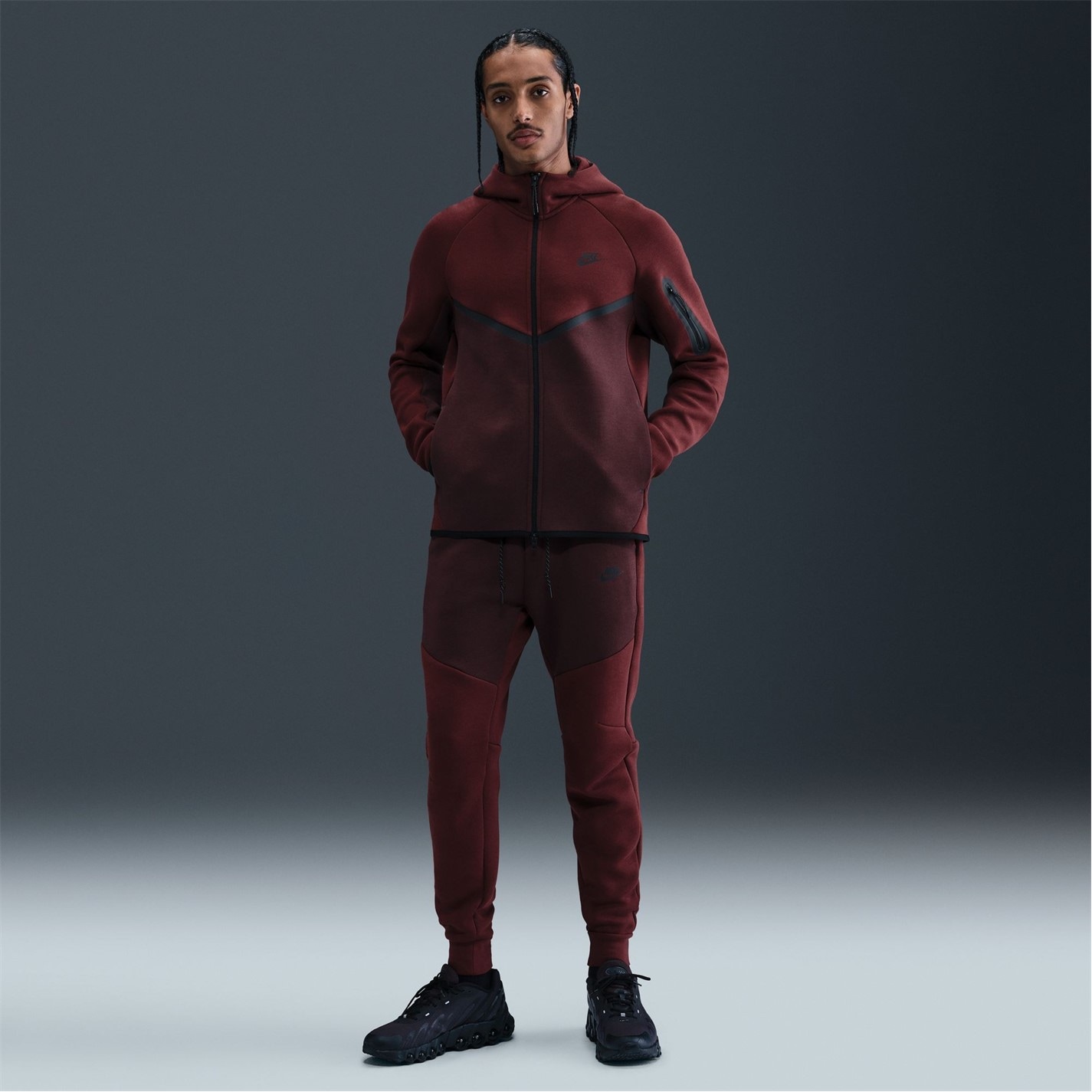 red nike tech hoodie men's