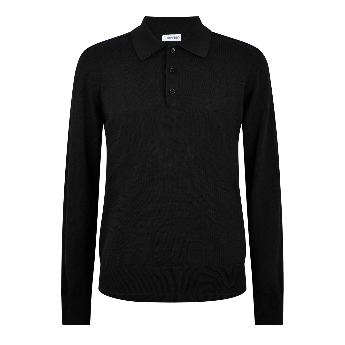 BURBERRY | Long Sleeve Knit Polo Shirt | Men | Black | Flannels
