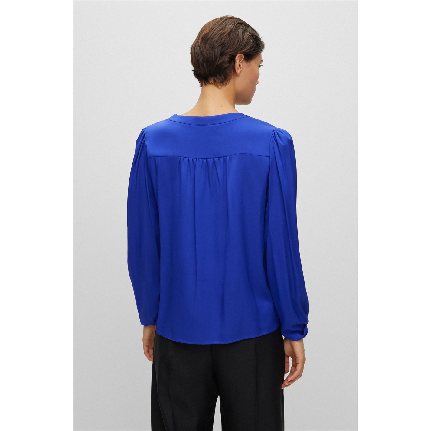 BOSS | Women's Biralana Long Sleeve Blouse | Women | Open Blue