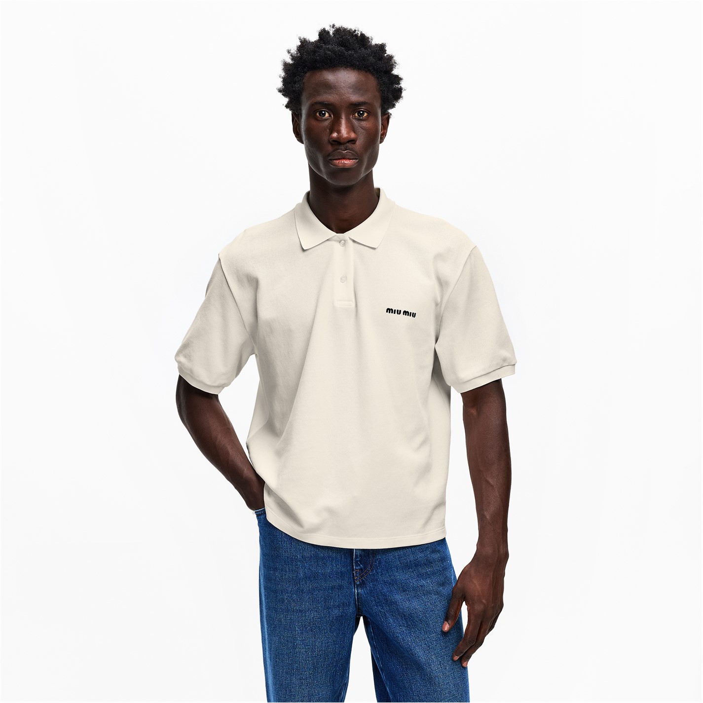 MIU MIU | Men's Piquet Short Sleeve Polo Shirt | Men | Short