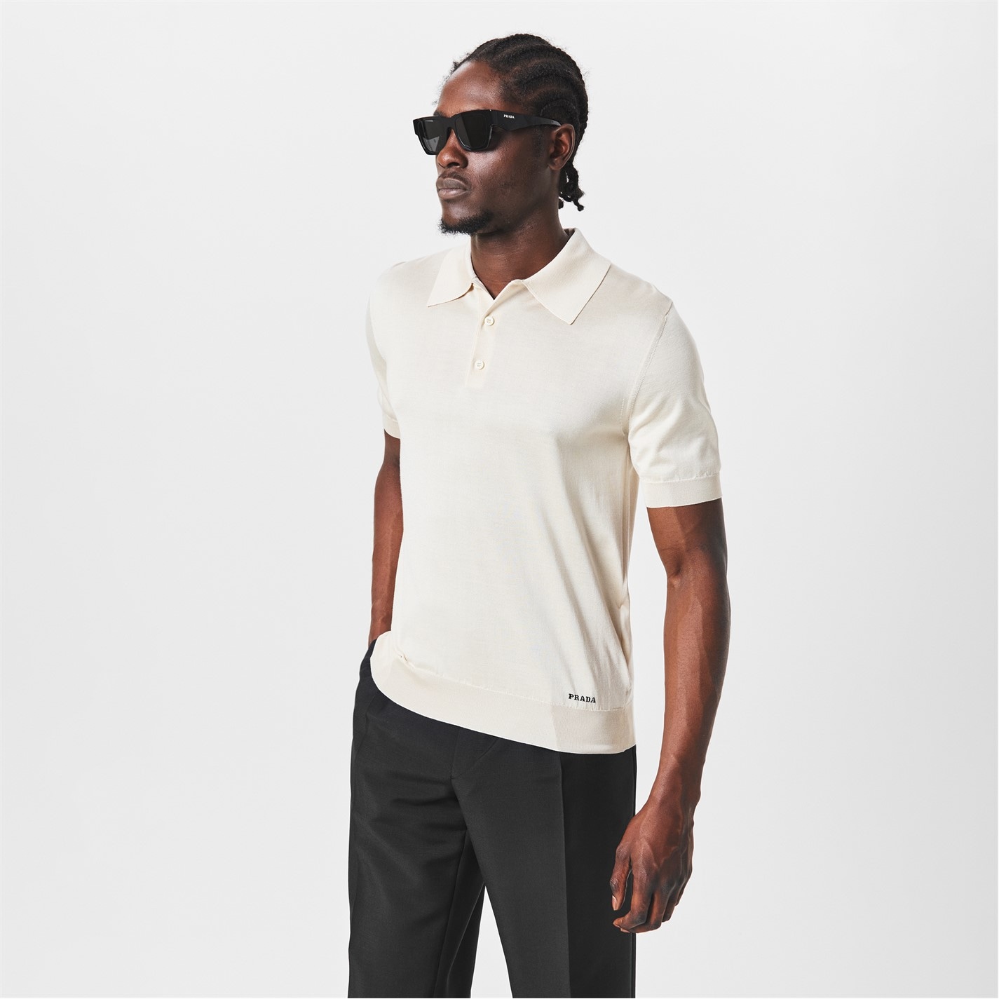 PRADA | Light Knt Polo Shirt | Men | Natural | Flannels Fashion