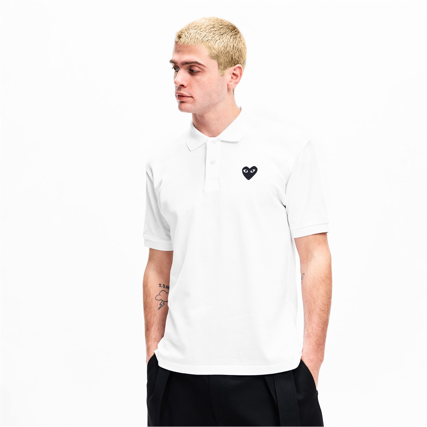 COMME DES GARCONS PLAY | Embroidered Logo Polo Shirt | Men | White