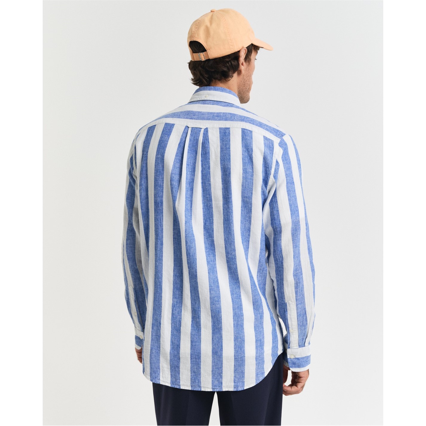 GNVVIWL Men's Casual Long Sleeve Button-Down Shirt - Striped Cotton, Light Blue, Small - View #11