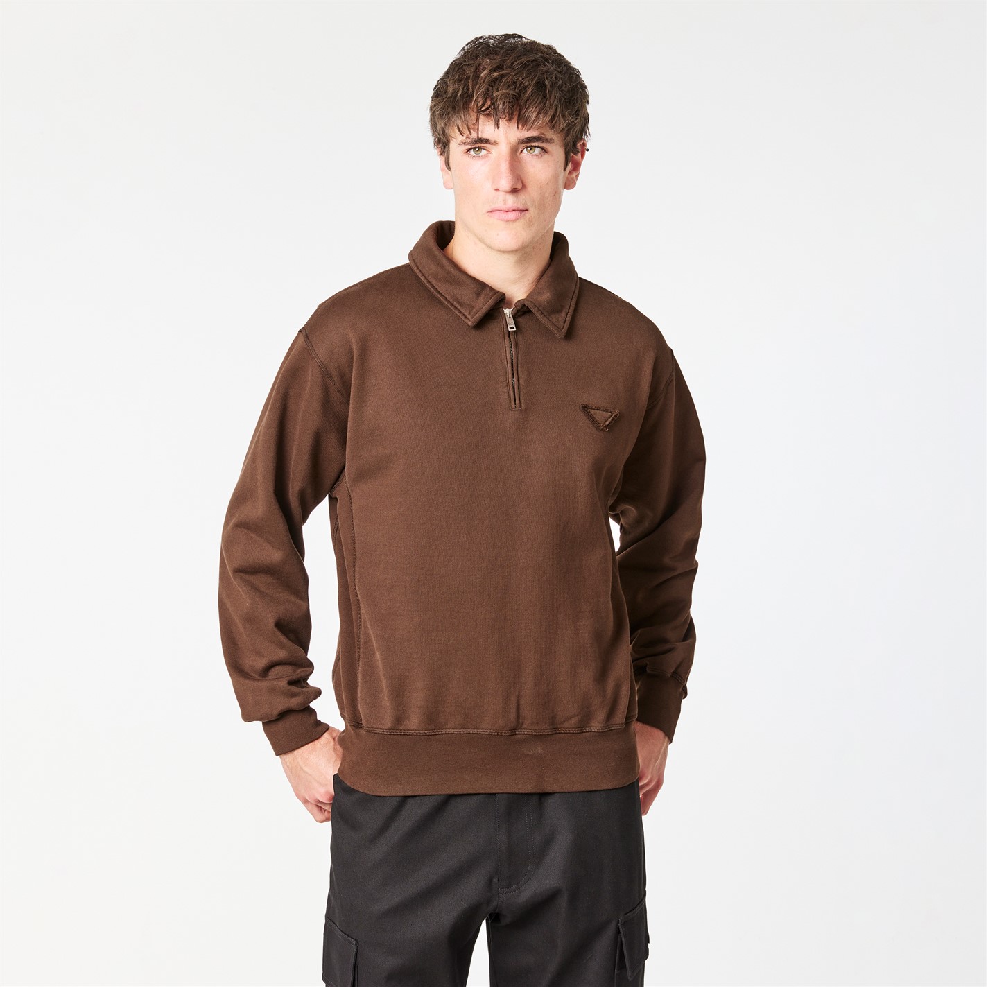 PRADA | Men's Quarter Zip Fleece | Men | Cacao | Flannels Fashion