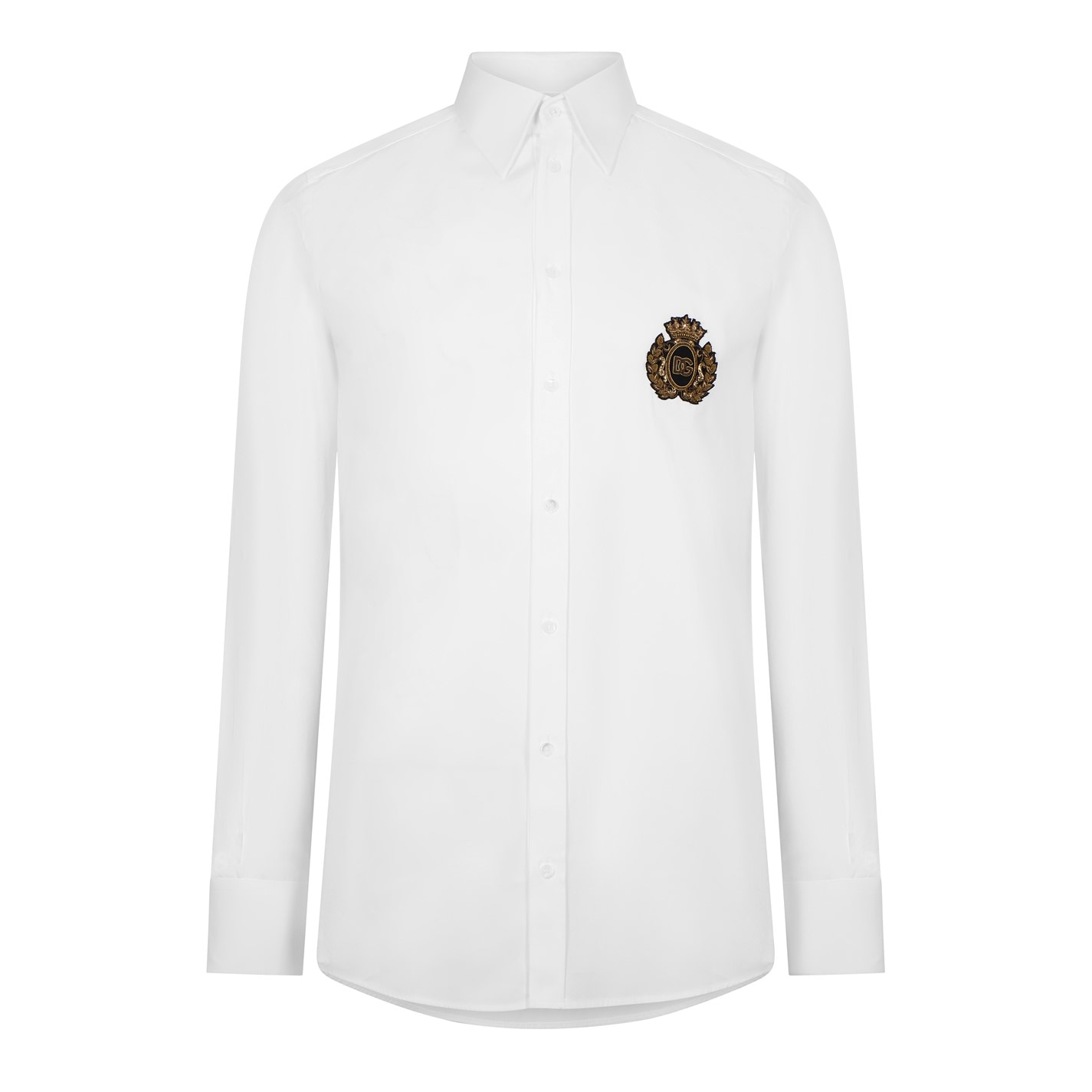 DOLCE AND GABBANA Crest Long Sleeve Shirt Men White