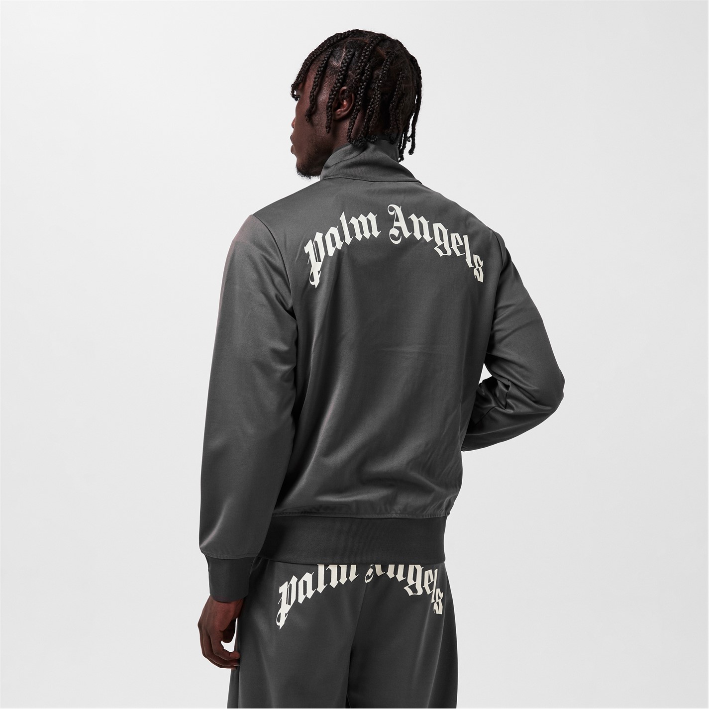 PALM ANGELS | Men's Curve Zip Tracksuit Top | Men | Dark Grey