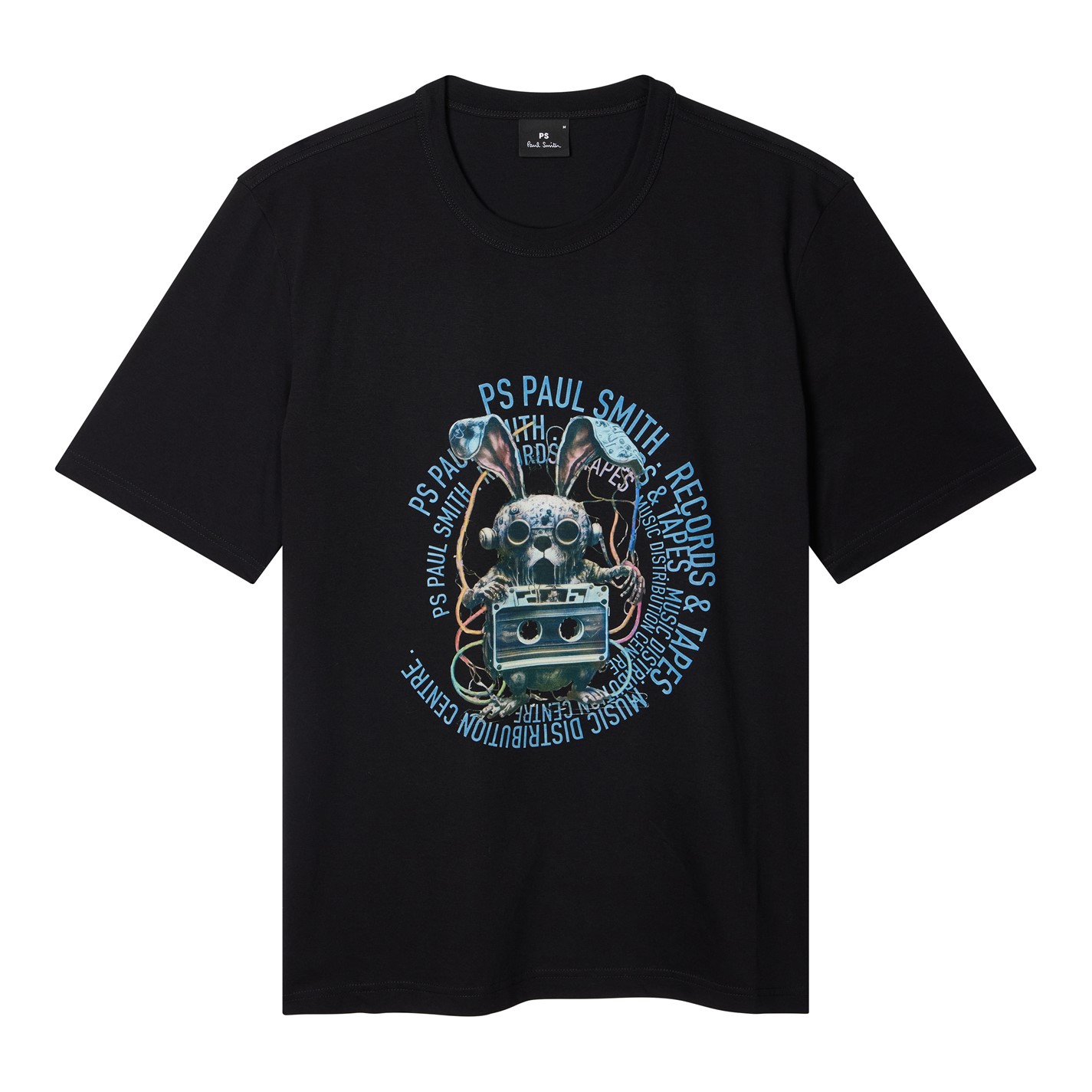 T-shirt Homme Paul Smith - Noir Et Bleu - Motif Crâne Graphique - Coton - Taille L