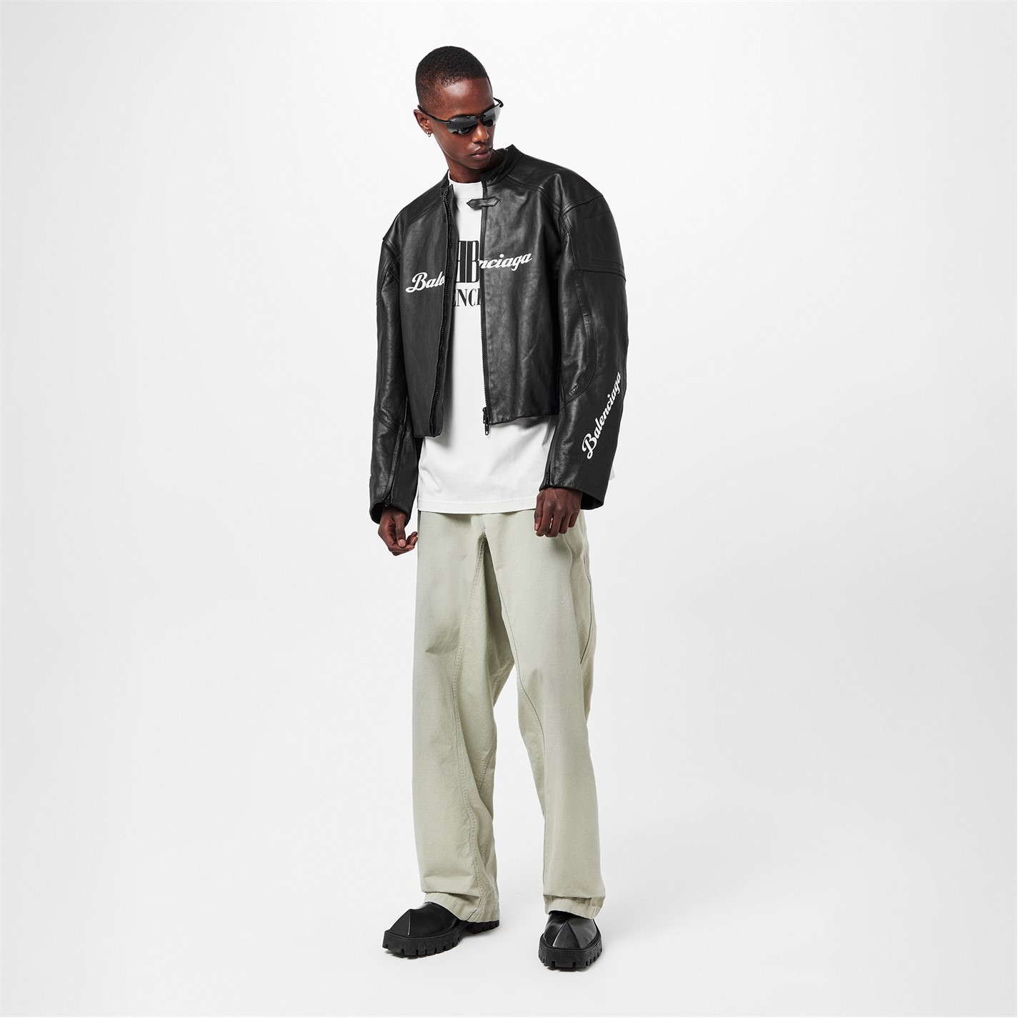 BALENCIAGA | Men's Bal Lam Leather Biker Jacket | Men | Black