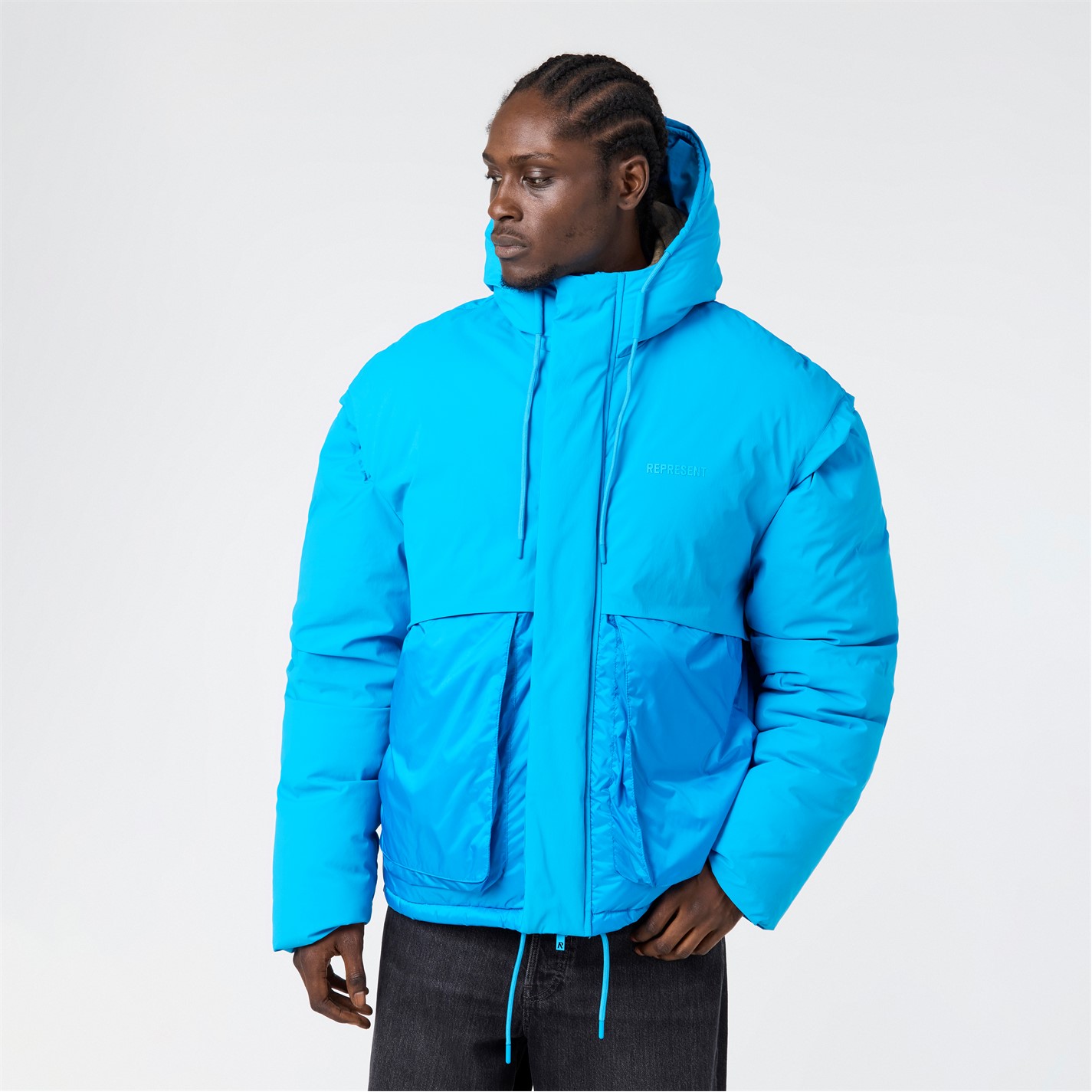 REPRESENT | Men's Medium Puffer Jacket | Men | Electric Blue | Flannels ...