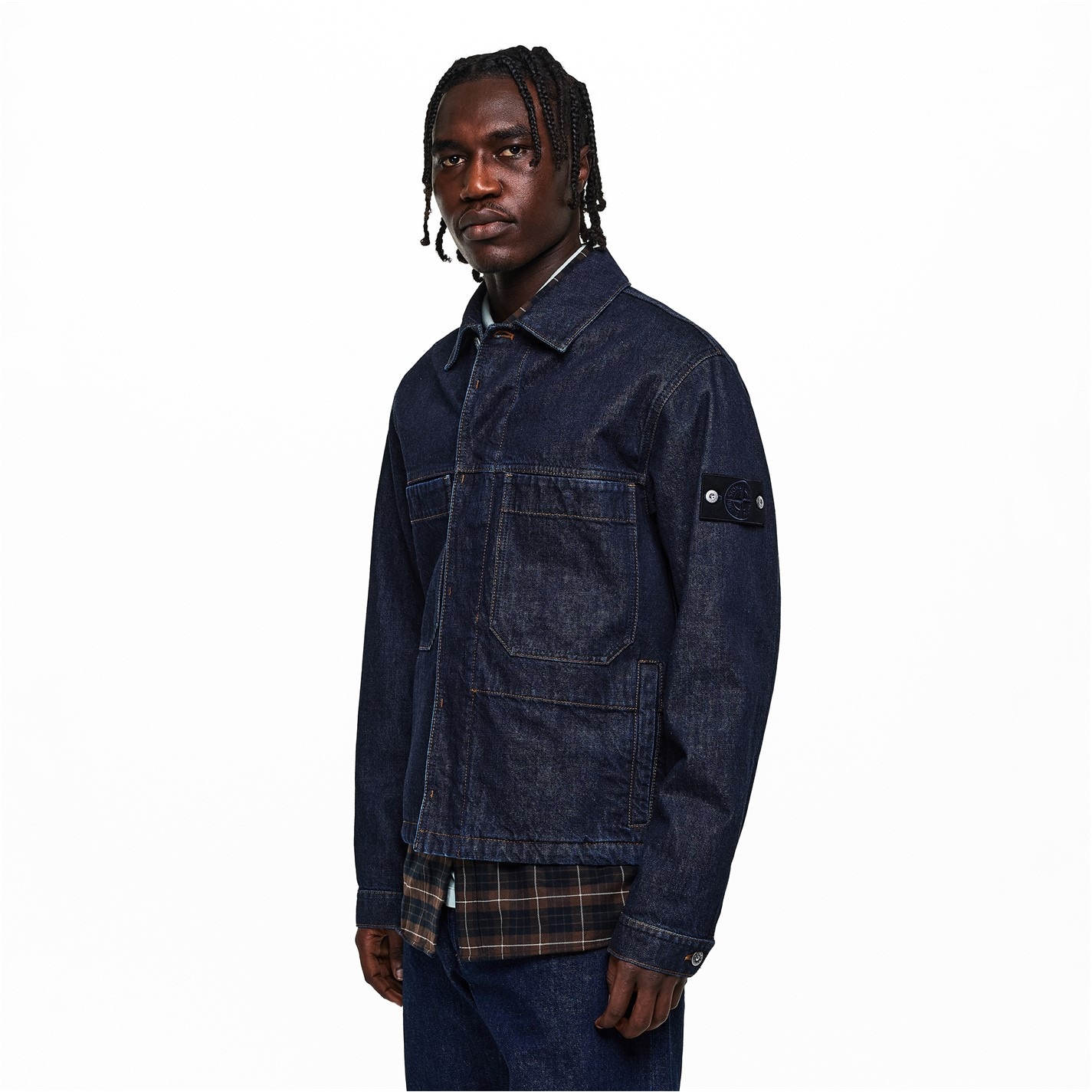 STONE ISLAND | Mens Denim Research Biker Jacket | Men | Blu Rinse 