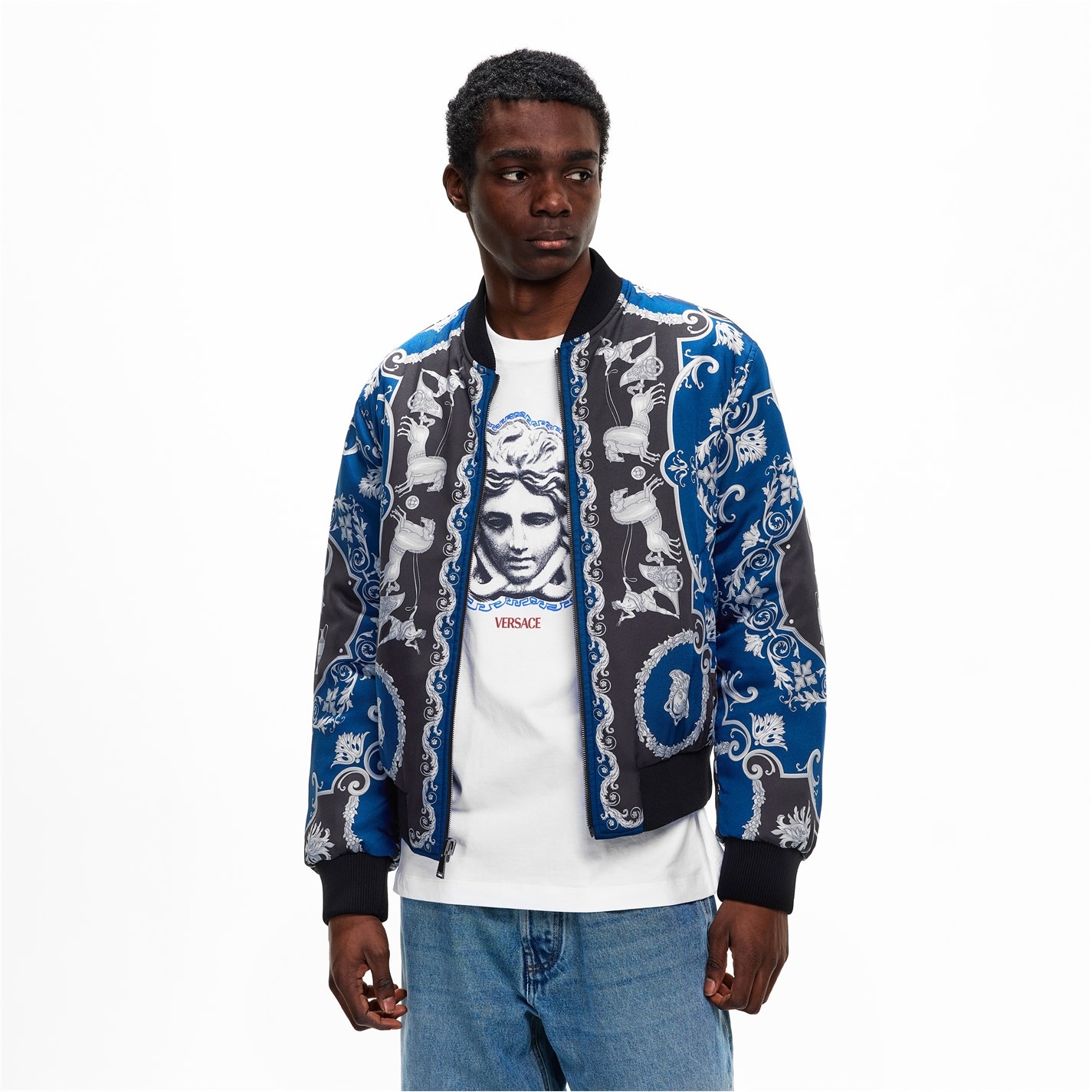 VERSACE | Men's Reversible Bomber Jacket | Men | Black/Petrol