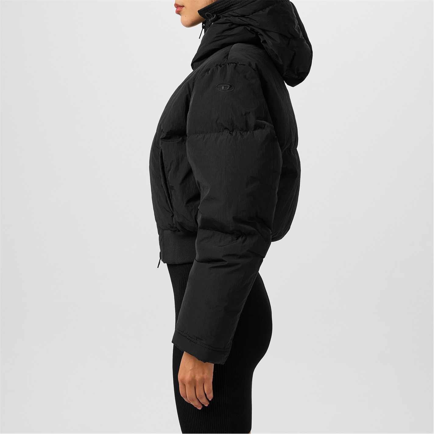 DIESEL | Women's Hooded Cropped Long Sleeve Short Puffer Jacket