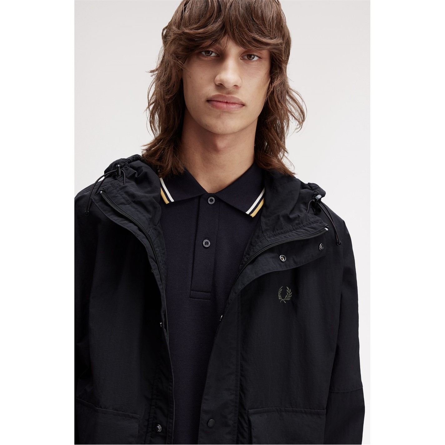Fred Perry | Men's Cropped Ripstop Hooded Long Sleeve Parka | Men