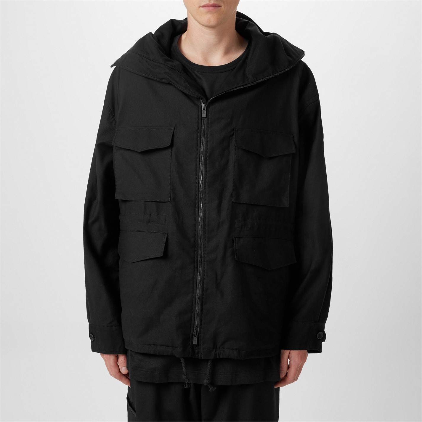 YOHJI YAMAMOTO | Men's Brim Cotton Long Sleeve Hooded Field Jacket