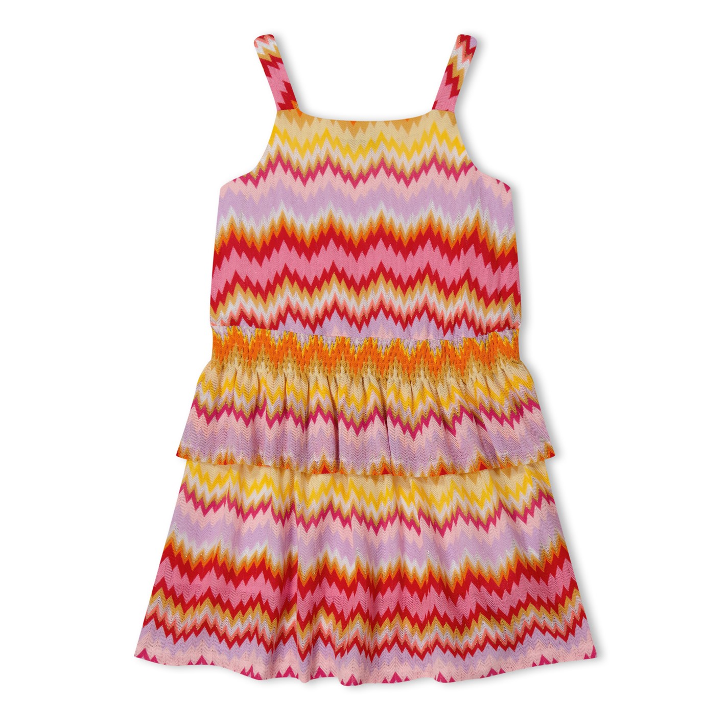 Missoni Girls Zigzag Trim Cotton Dress in White