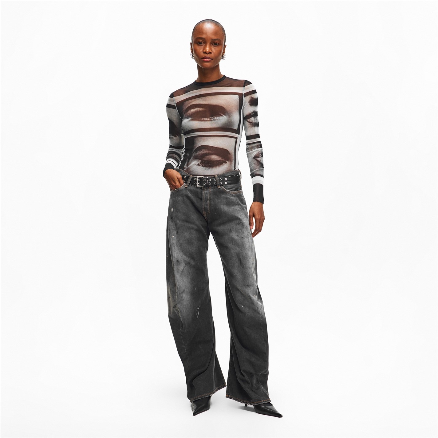 JEAN PAUL GAULTIER | Women's Eyes Lips Top Long Sleeve T-Shirt